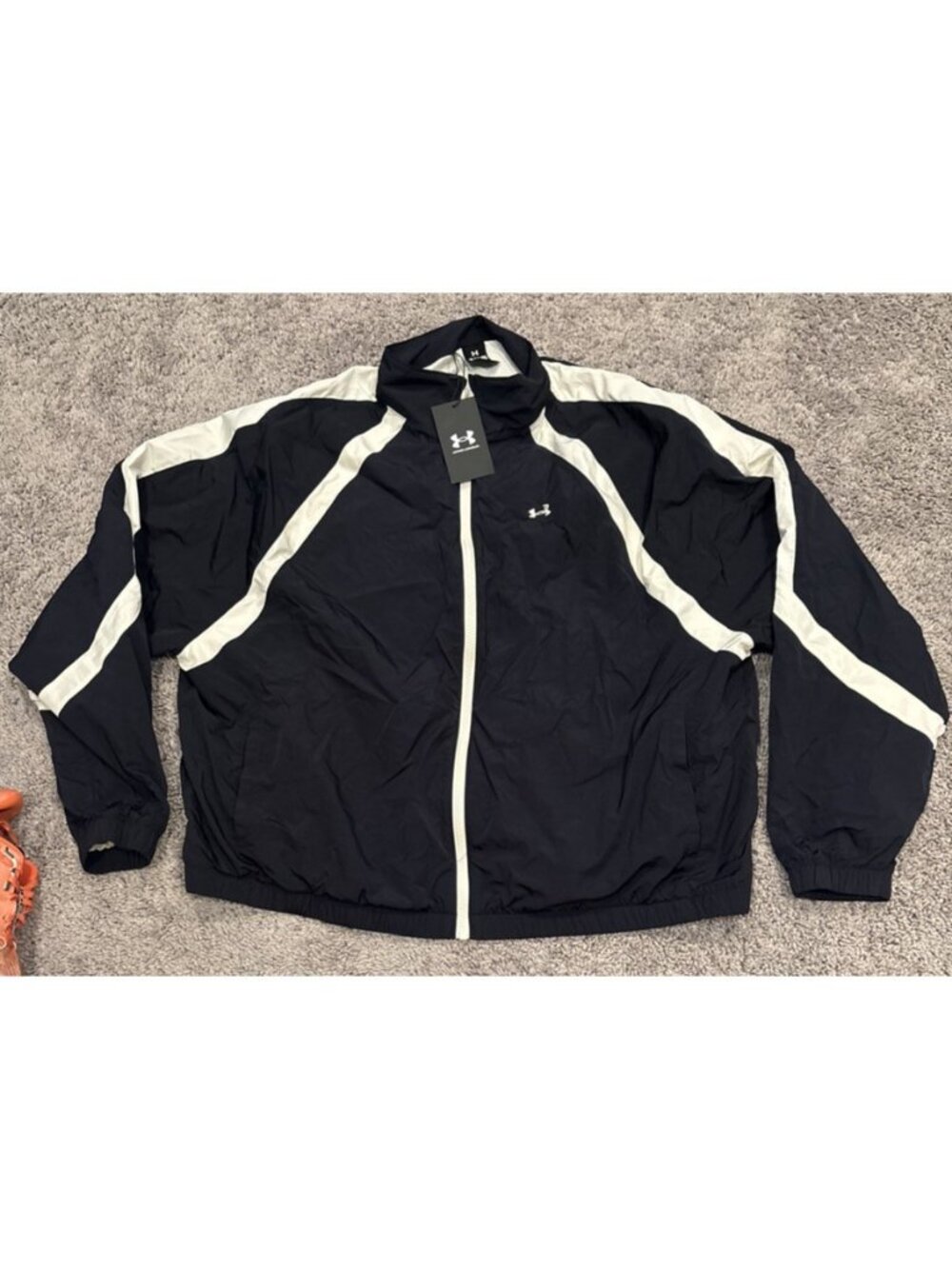 Under Armour Women's XL Icon Crinkle Track Jacket, Black/White